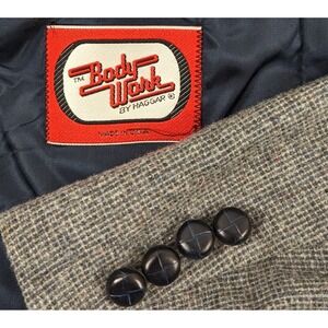 Mens Vintage Blazer Sport Coat Sport Jacket Tweed Wool 42R Body Work Elbow Patch